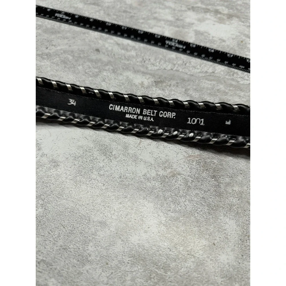 Cimarron Belt Corp. Belt‎ Mens 34 Black Leather Western Braided Edge Made In USA